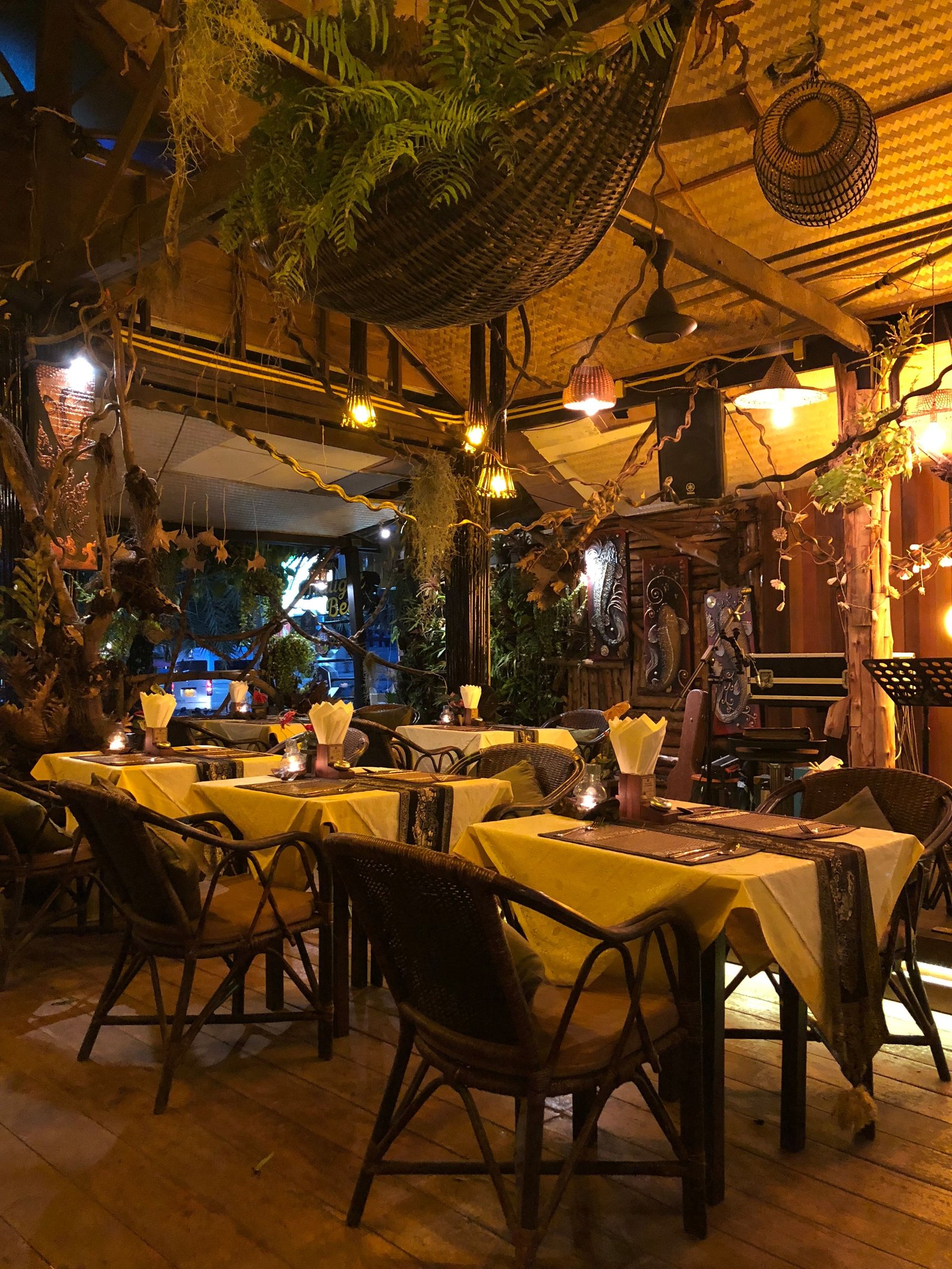Restaurant table with food